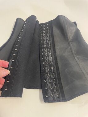 Black Waist Trainer Corset with Hook Closure